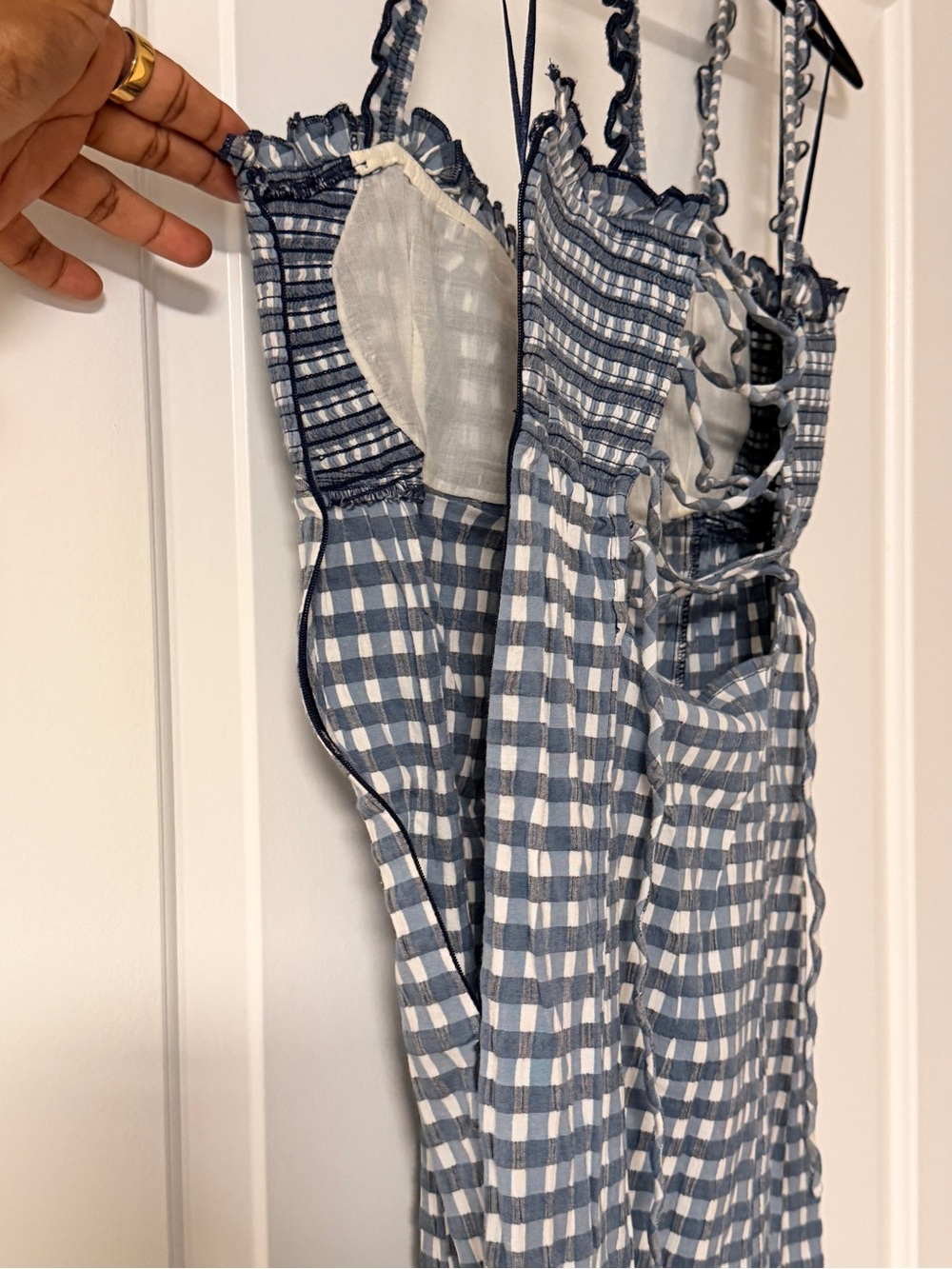 NWT Free People Lucinda Stretch Cotton Dress - Gingham Check - Sz Large - Picture 4 of 12